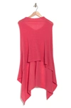 Portolano Lightweight Lambswool Cowl Neck Poncho In Flamingo Pink 443