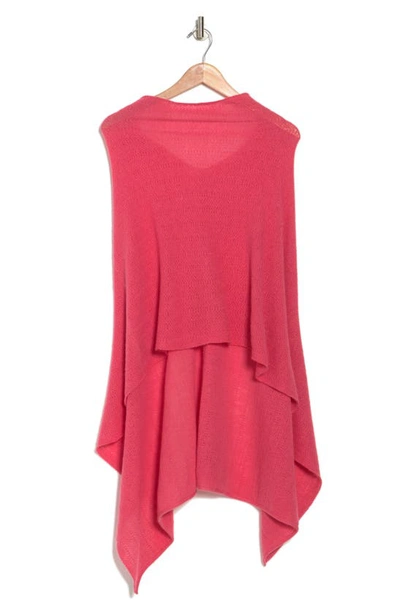 Portolano Lightweight Lambswool Cowl Neck Poncho In Flamingo Pink 443