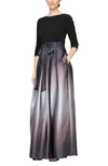 Slny Tie Waist Ombrè Skirt Gown In Bks