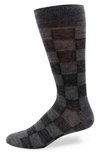 Lorenzo Uomo Patchwork Wool Blend Dress Socks In Medium Grey
