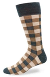 Lorenzo Uomo Checkerboard Wool Blend Dress Socks In Taupe