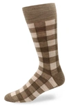 Lorenzo Uomo Checkerboard Wool Blend Dress Socks In Brown