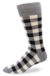 Lorenzo Uomo Checkerboard Wool Blend Dress Socks In Cream