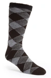 Ugg Grady Diamond Fleece Lined Crew Socks In Grey / Black