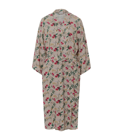Hanro Floral Knee-length Robe In Beige