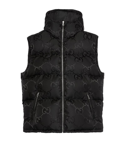Gucci Jumbo Gg Canvas Down Vest In Black