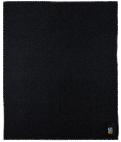Kvadrat/raf Simons Gray Lambswool Throw In 1880 Black