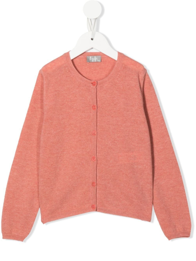 Il Gufo Marl-knit Button-up Cardigan In Rosa