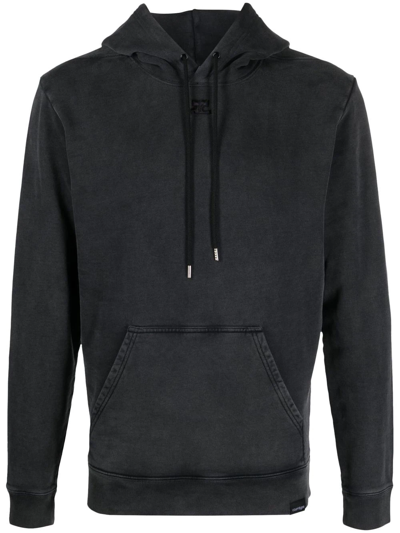 Courrèges Embroidered-logo Cotton Hoodie In Black