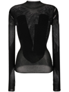 Dion Lee Cut-out Detail Long-sleeved Top In Schwarz