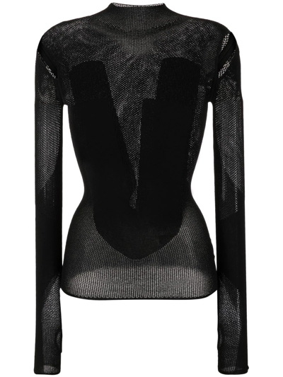 Dion Lee Cut-out Detail Long-sleeved Top In Schwarz