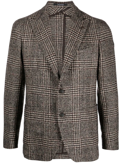 Tagliatore Check-pattern Wool Blazer In Brown