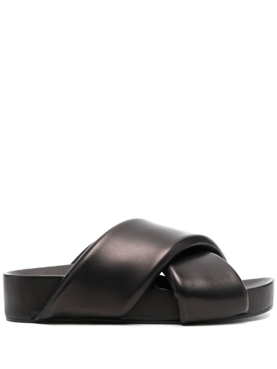 Jil Sander Crossover-strap Padded Sandals In Black