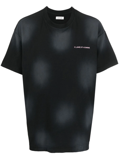 Flaneur Homme Tie Dye Logo T-shirt In Black