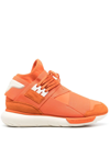 Y-3 Qasa Suede-trimmed Neoprene And Webbing High-top Sneakers In Orange