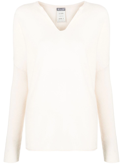 Kristensen Du Nord V-neck Cashmere Blouse In White