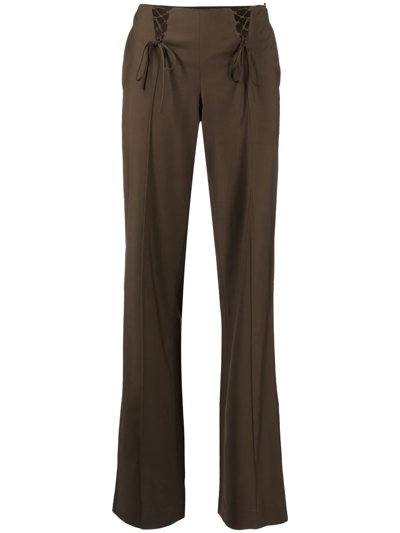 Aya Muse Tie-fastening Straight-leg Trousers In Brown