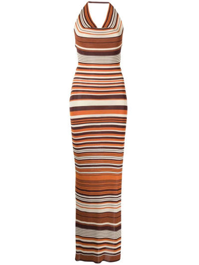 Aya Muse Striped Sleeveless Maxi Dress In Orange