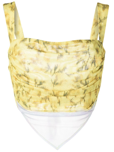 Miaou Tati Saint Bleached-print Top In Yellow