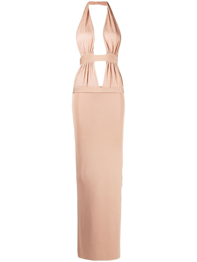 Aya Muse Osier Pleated Maxi Dress In Pink