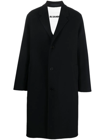 Jil Sander Notched-collar Button-up Coat In Blue
