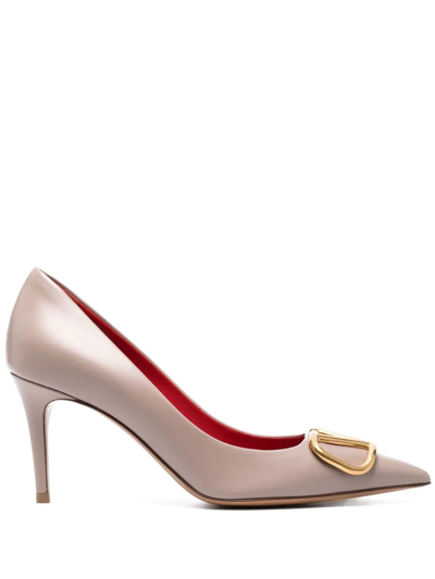 Valentino Garavani Valentino Vlogo Signature 80 Leather Pump In Beige