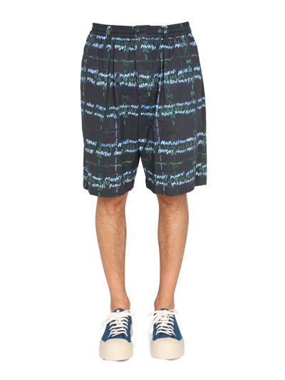 Marni Logo-print Bermuda Shorts In Black