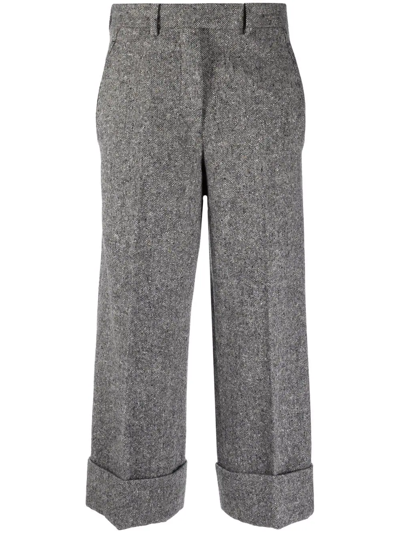 Thom Browne Donegal Wool Tailored Trousers In Grey