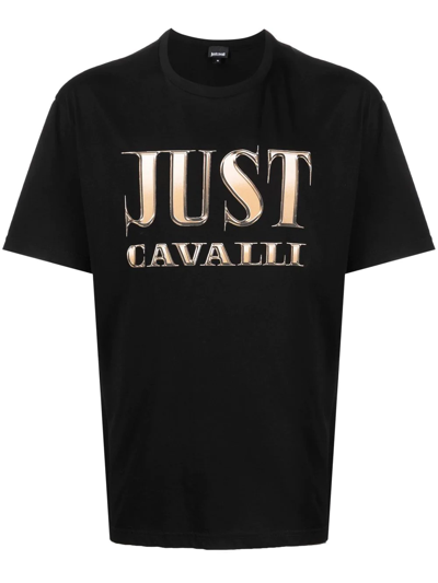 Just Cavalli Logo印花短袖t恤 In Black