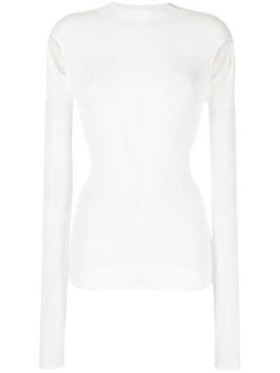 Dion Lee Cut-out Detail Mesh Top In Weiss