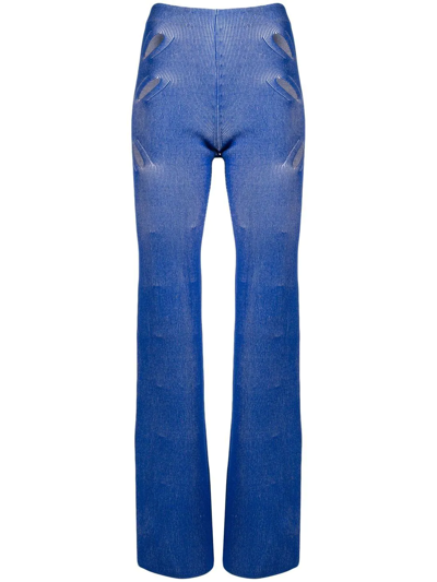 Dion Lee Cut-out Detail Knit Trousers In Blau