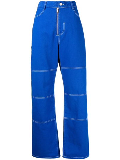 Dion Lee Panelled Straight-leg Cut Jeans In Blue