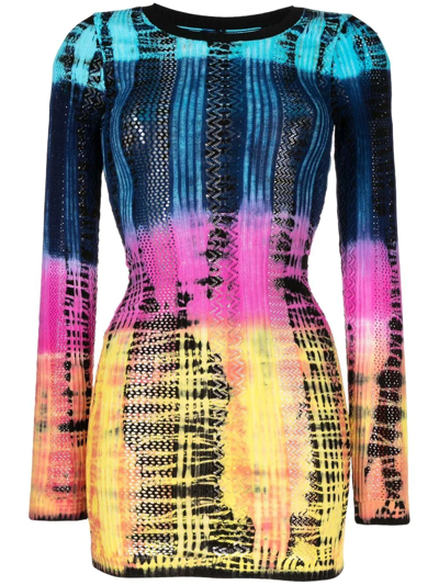 Agr Tie-dye Slim-fit Stretch-knit Mini Dress In Multi