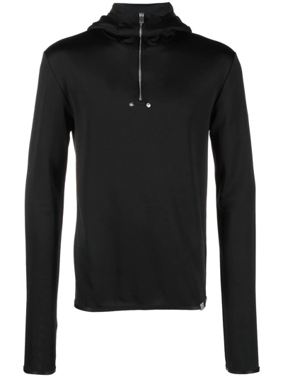 Alyx Shell-trimmed Jersey Half-zip Hoodie In Black