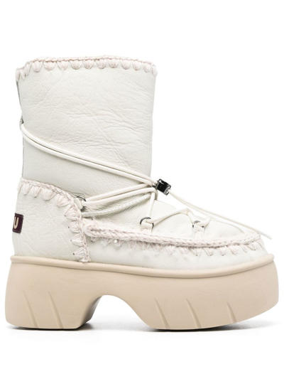 Mou 65mm Chunky Lace-up Boots In White