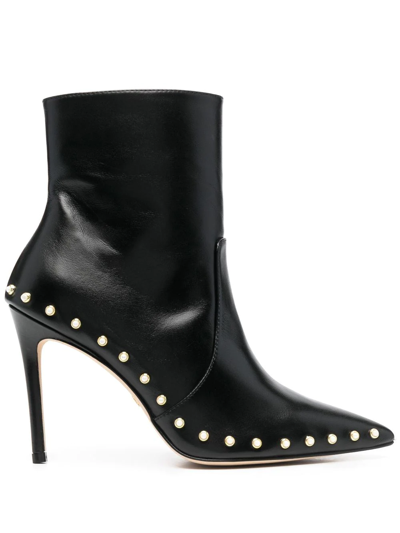 Stuart Weitzman Pearl-detail 110mm Leather Boots In Black