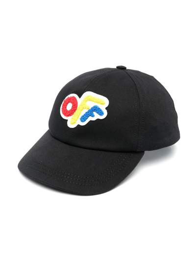 Off-white Kids' Logo-patch Baseball Cap In Black