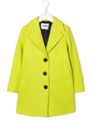 Msgm Logo-patch Single-breasted Coat In Green