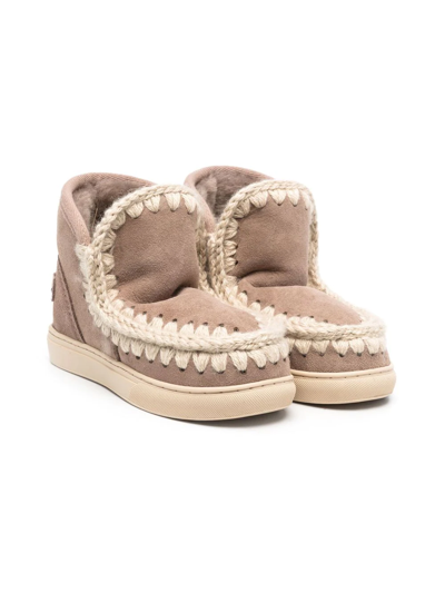 Mou Kids' Suede Eskimo Boots In Neutrals