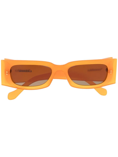 Nanushka Orange Fenna Rectangle Sunglasses