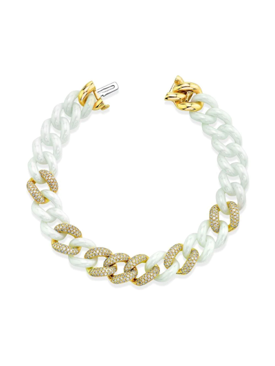 Shay 18kt Yellow Gold And Ceramic Diamond Chain-link Bracelet