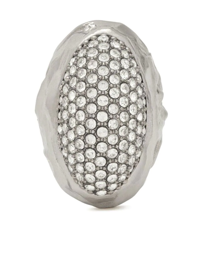 Saint Laurent Crystal-embellished Ring In Silver