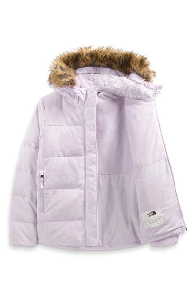 The North Face Kids' North 600 Fill Power Down Parka With Faux Fur Trim In Lavender Fog