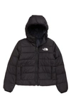 The North Face Kids' Reversible Hooded 600-fill Power Down Jacket In Tnf Black