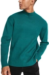 Topman Knitted Rib Sweater With Turtle Neck In Green In Mid Green