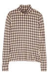 Sanctuary Slinky Mock Turtleneck Top In Java Houndstooth