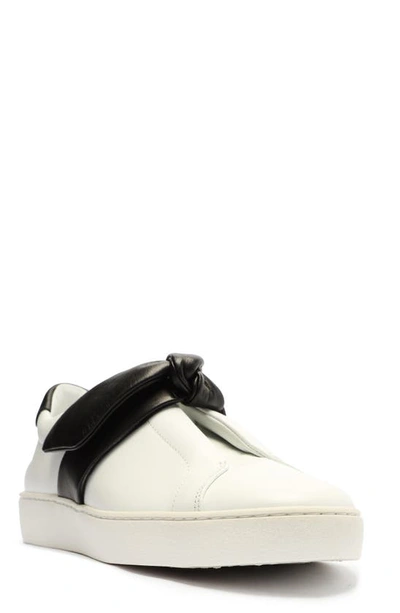 Alexandre Birman Asymmetric Clarita Leather Slip-on Trainers In White Black
