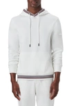 Bugatchi Stripe Trim Cotton Blend Hoodie In Chalk