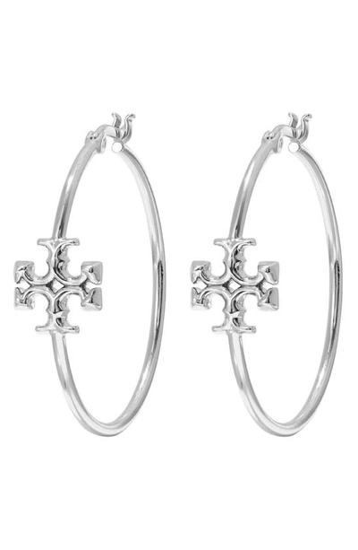 Tory Burch Eleanor Hoop Earring In Tory Silver