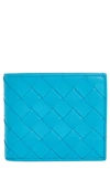 Bottega Veneta Intrecciato Leather Wallet In Pool-silver